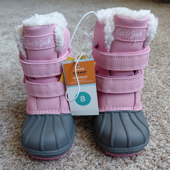 Pink Cat & Jack Toddler Girls Winter Boots Size 8 NWT - Picture 1 of 3